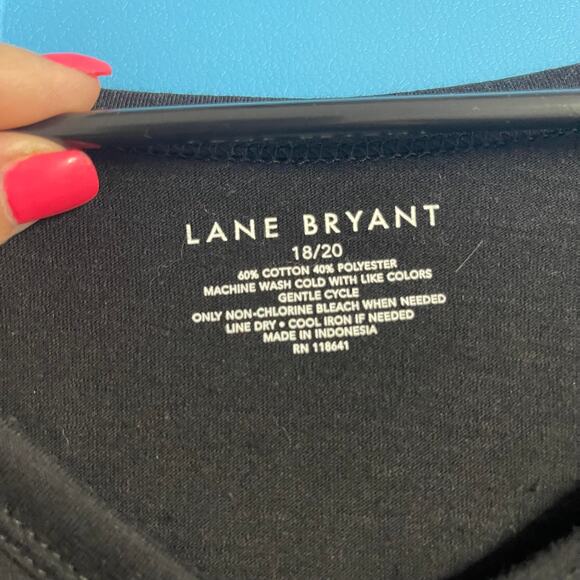 Lane Bryant tee t-shirt blouse top women's 18 - 20 knit black v-neck light wt - Picture 4 of 16